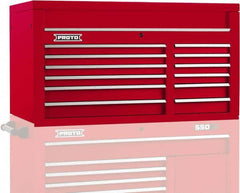 Proto - 12 Drawer Top Tool Chest - 50" Wide x 25-1/4" Deep x 27" High, Steel, Red - Exact Tooling