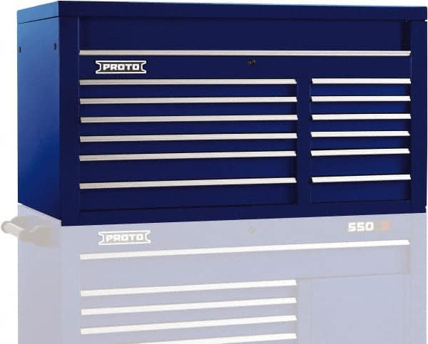 Proto - 12 Drawer Top Tool Chest - 50" Wide x 25-1/4" Deep x 27" High, Steel, Blue - Exact Tooling