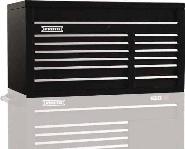 Proto - 12 Drawer Top Tool Chest - 50" Wide x 25-1/4" Deep x 27" High, Steel, Black - Exact Tooling