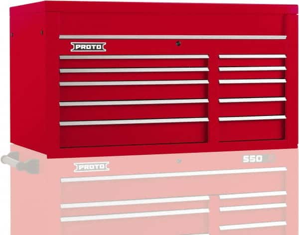 Proto - 10 Drawer Top Tool Chest - 50" Wide x 25-1/4" Deep x 27" High, Steel, Red - Exact Tooling