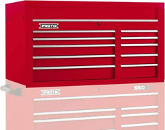 Proto - 10 Drawer Top Tool Chest - 50" Wide x 25-1/4" Deep x 27" High, Steel, Red - Exact Tooling