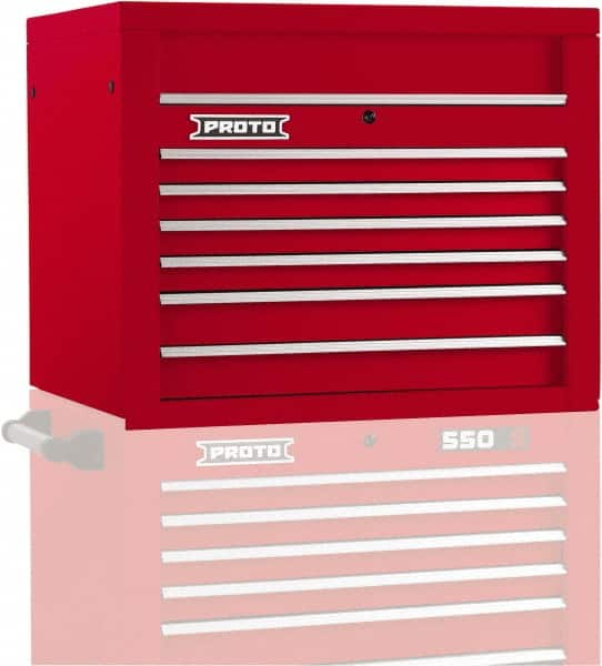 Proto - 6 Drawer Top Tool Chest - 34" Wide x 25-1/4" Deep x 27" High, Steel, Red - Exact Tooling
