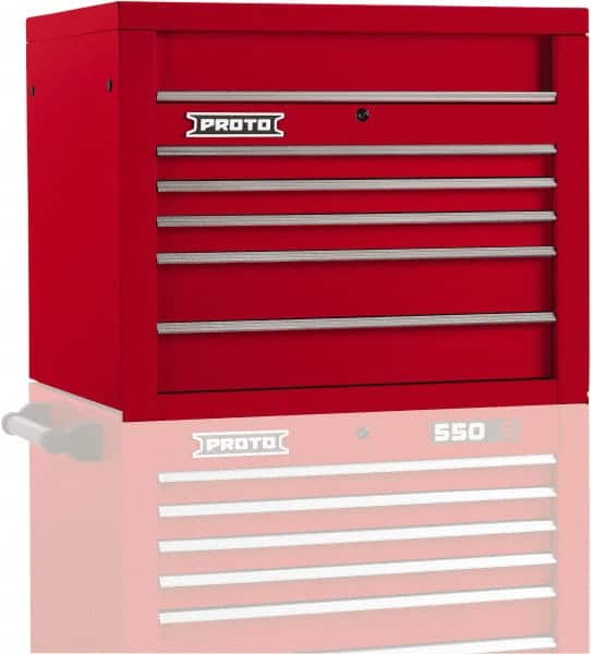 Proto - 5 Drawer Top Tool Chest - 34" Wide x 25-1/4" Deep x 27" High, Steel, Red - Exact Tooling