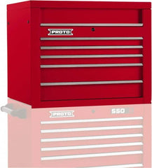 Proto - 5 Drawer Top Tool Chest - 34" Wide x 25-1/4" Deep x 27" High, Steel, Red - Exact Tooling