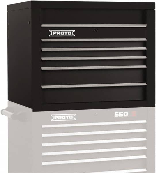 Proto - 5 Drawer Top Tool Chest - 34" Wide x 25-1/4" Deep x 27" High, Steel, Black - Exact Tooling