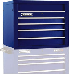 Proto - 4 Drawer Top Tool Chest - 34" Wide x 25-1/4" Deep x 27" High, Steel, Blue - Exact Tooling