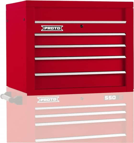 Proto - 4 Drawer Top Tool Chest - 34" Wide x 25-1/4" Deep x 27" High, Steel, Red - Exact Tooling