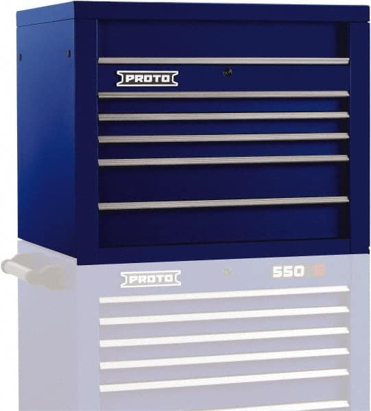 Proto - 5 Drawer Top Tool Chest - 34" Wide x 25-1/4" Deep x 27" High, Steel, Blue - Exact Tooling