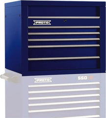 Proto - 5 Drawer Top Tool Chest - 34" Wide x 25-1/4" Deep x 27" High, Steel, Blue - Exact Tooling