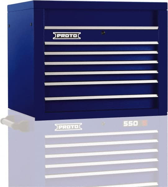 Proto - 6 Drawer Top Tool Chest - 34" Wide x 25-1/4" Deep x 27" High, Steel, Blue - Exact Tooling