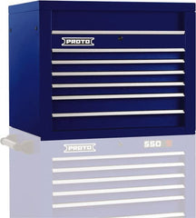 Proto - 6 Drawer Top Tool Chest - 34" Wide x 25-1/4" Deep x 27" High, Steel, Blue - Exact Tooling