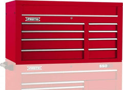 Proto - 8 Drawer Top Tool Chest - 50" Wide x 25-1/4" Deep x 27" High, Steel, Red - Exact Tooling