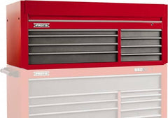 Proto - 8 Drawer Top Tool Chest - 66" Wide x 27" Deep x 27" High, Steel, Safety Red/Gray - Exact Tooling
