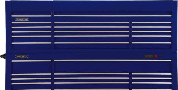 Proto - 15 Drawer Top Tool Chest - 88-1/4" Wide x 27" Deep x 27-1/4" High, Steel, Blue - Exact Tooling