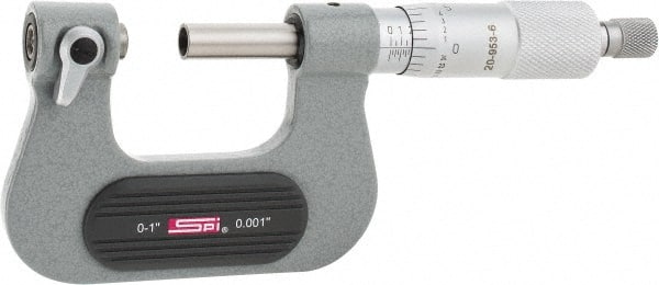 SPI - 0 to 1" Range, Mechanical Screw Thread Micrometer - Ratchet Stop Thimble, 0.001" Graduation, +/- 0.0002" Accuracy - Exact Tooling