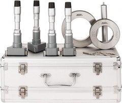 SPI - 4 Piece, 2 to 4", Chrome Plated Coated, Mechanical Inside Micrometer Set - 0.0002" Graduation, 6" Extension Rod Length, (2) Setting Rings Included - Exact Tooling