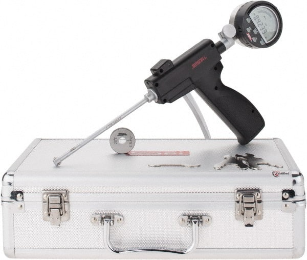 SPI - 0.35 to 0.425", 2" Deep, Pistol Grip Electronic Bore Gage - Up to 0.00016" Accuracy, 0.0001" Resolution, Includes Indicator - Exact Tooling