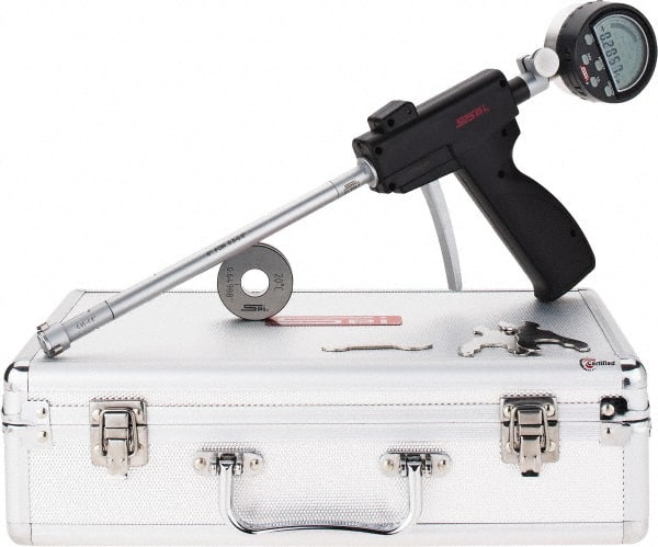 SPI - 0.65 to 0.8", 2.6" Deep, Pistol Grip Electronic Bore Gage - Up to 0.00016" Accuracy, 0.0001" Resolution, Includes Indicator - Exact Tooling