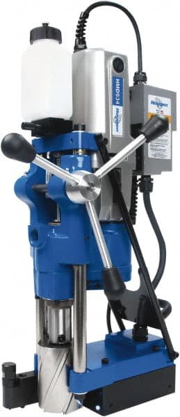 Hougen - 3/4" Chuck, 4" Travel, Portable Magnetic Drill Press - 70, 120, 200 & 332 RPM, 13 Amps, 1553 Watts, 115 Volts, 2' Cord Length - Exact Tooling