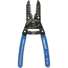 Imperial - 8 to 16 AWG Capacity Wire Stripper/Cutter - 6" OAL, Hardened Steel with Cushion Grip Handle - Exact Tooling