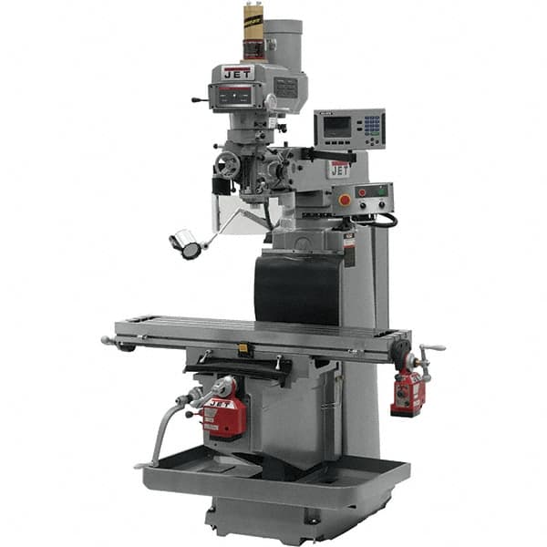 Jet - 54" Table Width x 12" Table Length, Electronic Variable Speed Control, 3 Phase Knee Milling Machine - R8 Spindle Taper, 5 hp - Exact Tooling