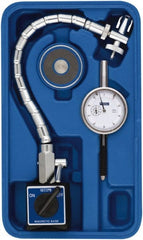 Fowler - 0.001" Graduation, 1" Max Meas, 0-100 Dial Reading, Dial Indicator & Base Kit - 2-1/2" Base Length x 2-1/8" Base Width x 2" Base Height, 2-1/4" Dial Diam - Exact Tooling