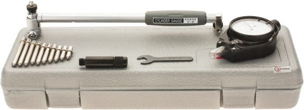 SPI - 11 Anvil, 2 to 6" Dial Bore Gage - 0.0001" Graduation, 6" Gage Depth, Accurate to 0.0003", Carbide Ball - Exact Tooling