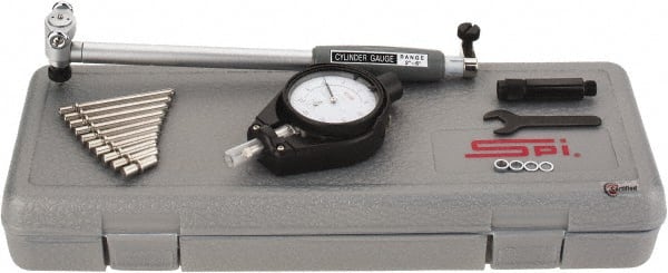 SPI - 11 Anvil, 2 to 6" Dial Bore Gage - 0.0005" Graduation, 6" Gage Depth, Accurate to 0.00065", Carbide Ball - Exact Tooling