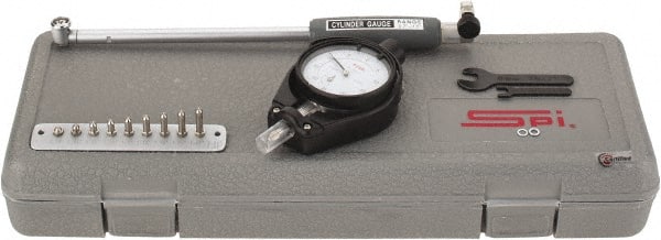SPI - 10 Anvil, 0.7 to 1-1/2" Dial Bore Gage - 0.0005" Graduation, 6" Gage Depth, Accurate to 0.0006", Carbide Ball - Exact Tooling