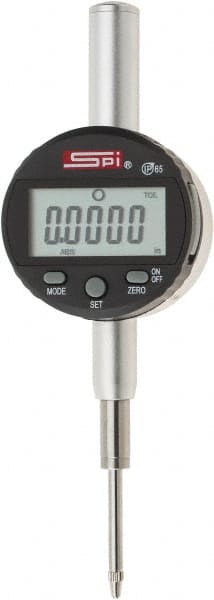 SPI - 0 to 1" Range, 0.0005" Graduation, Electronic Drop Indicator - Flat & Lug Back, Accurate to 0.0012", Inch & Metric System, Digital Display - Exact Tooling