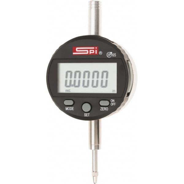 SPI - 0 to 1/2" Range, 0.0005" Graduation, Electronic Drop Indicator - Flat & Lug Back, Accurate to 0.0008", Inch & Metric System, Digital Display - Exact Tooling