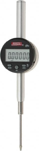 SPI - 0 to 2" Range, 0.00005" Graduation, Electronic Drop Indicator - Flat & Lug Back, Accurate to 0.00025", Inch & Metric System, Digital Display - Exact Tooling