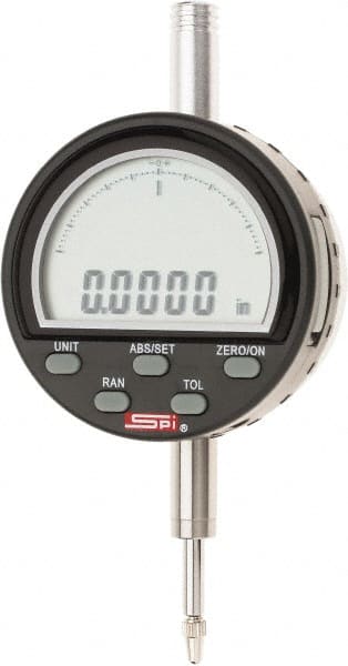 SPI - 0 to 1/2" Range, 0.0001" Graduation, Electronic Drop Indicator - Flat & Lug Back, Accurate to 0.0003", Inch & Metric System, Digital Display - Exact Tooling