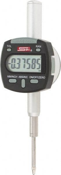 SPI - 0 to 1" Range, 0.00005" Graduation, Electronic Drop Indicator - Flat & Lug Back, Accurate to 0.0002", Inch & Metric System, Digital Display - Exact Tooling