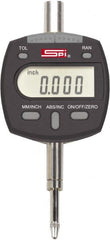 SPI - 0 to 1/2" Range, 0.00005" Graduation, Electronic Drop Indicator - Flat & Lug Back, Accurate to 0.00016", Inch & Metric System, Digital Display - Exact Tooling