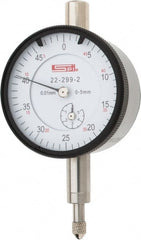 SPI - 5mm Range, 0-50 Dial Reading, 0.01mm Graduation Dial Drop Indicator - 42mm Dial, 0.5mm Range per Revolution, 0.016mm Accuracy, Includes NIST Traceability Certification - Exact Tooling