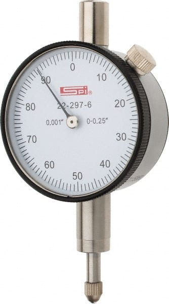 SPI - 1/4" Range, 0-100 Dial Reading, 0.001" Graduation Dial Drop Indicator - 1.61" Dial, 0.1" Range per Revolution, 0.001" Accuracy, Includes NIST Traceability Certification - Exact Tooling