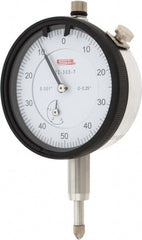 SPI - 1/4" Range, 0-50-0 Dial Reading, 0.001" Graduation Dial Drop Indicator - 2.2" Dial, 0.1" Range per Revolution, 0.002" Accuracy, Revolution Counter - Exact Tooling