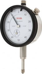 SPI - 1/2" Range, 0-50-0 Dial Reading, 0.001" Graduation Dial Drop Indicator - 2.2" Dial, 0.1" Range per Revolution, 0.002" Accuracy, Revolution Counter, Includes NIST Traceability Certification - Exact Tooling