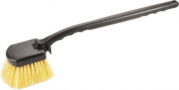 Harper Brush - 2-1/4" Bristle Length, Polypropylene Utility Scrub Brush - 3-1/2" x 3-1/2" Long x 3" Wide Head, 20" OAL, Easy Grip Handle, Black, Polypropylene Block - Exact Tooling
