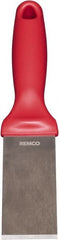 Remco - Stiff Stainless Steel Beveled Scraper - 1-1/2" Blade Width x 3-1/2" Blade Length, 5-13/32" Long Ergonomic Polypropylene Handle - Exact Tooling
