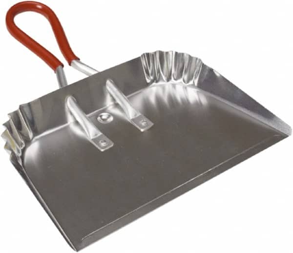 Harper Brush - 17" Wide x 10" Deep x 4" High Handheld Dustpan - Aluminum Body, 9" Aluminum Handle, Silver - Exact Tooling