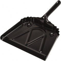 Harper Brush - 12" Wide x 7" Deep x 4" High Handheld Dustpan - Metal Body, 6" Handle, Black - Exact Tooling