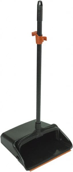 Harper Brush - 12" Wide x 12" Deep x 36" High Upright Dustpan - Plastic Body, 28" Aluminum Handle, Black - Exact Tooling