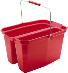 Harper Brush - 19 Qt Plastic Double Pail - 18" Long, Red, Metal Handle - Exact Tooling