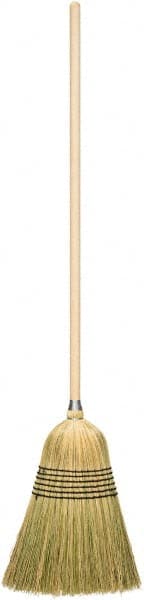 Harper Brush - 56" OAL Corn Bristle Broom - 39" Long Wood Handle, 17" Bristle Length, 14" Wide - Exact Tooling