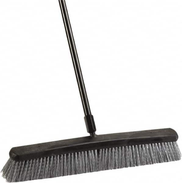 Harper Brush - 24" Rough Surface Synthetic Push Broom - 3" Bristle Length, Plastic Block, Threaded Handle Connection, Handle Included - Exact Tooling