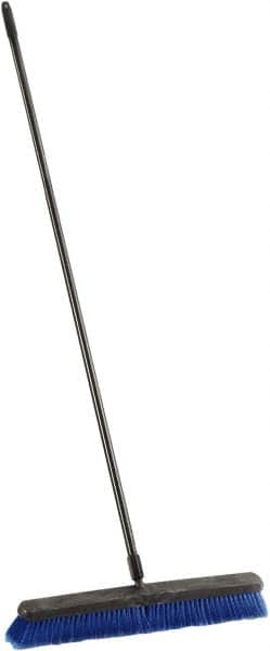 Harper Brush - 24" Medium Duty Synthetic Push Broom - 3" Bristle Length, Plastic Block, Threaded Handle Connection, Handle Included - Exact Tooling
