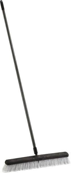 Harper Brush - 24" Smooth Surface Synthetic Push Broom - 3" Bristle Length, Plastic Block, Threaded Handle Connection, Handle Included - Exact Tooling