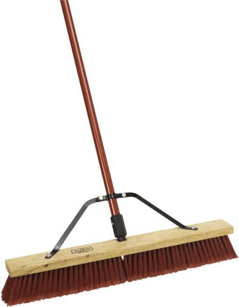 Harper Brush - 24" Medium Duty Synthetic Push Broom - 3" Bristle Length, Wood Block, Threaded Handle Connection, Handle Sold Separately - Exact Tooling